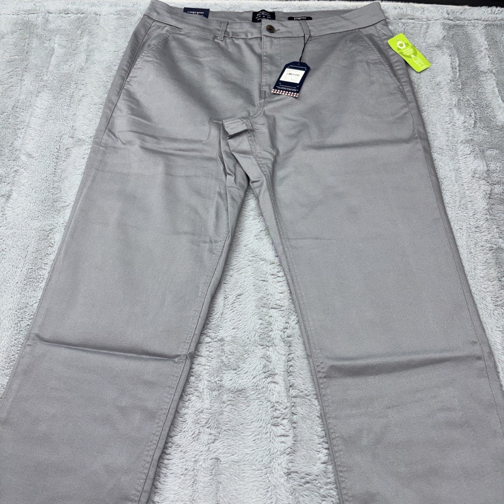 Ben Sherman Mens Size 36x32 Straight Slim Fit Stretch Gray 5 Pocket Pants NWT